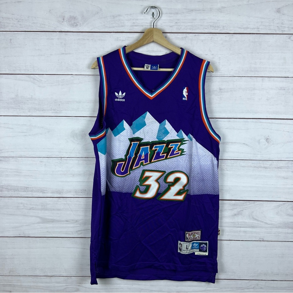 Utah Jazz Adidas Carl Malone NBA Hardwood Classics Jersey Large